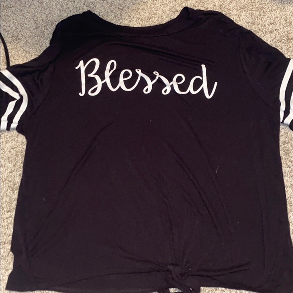 Black shirt.